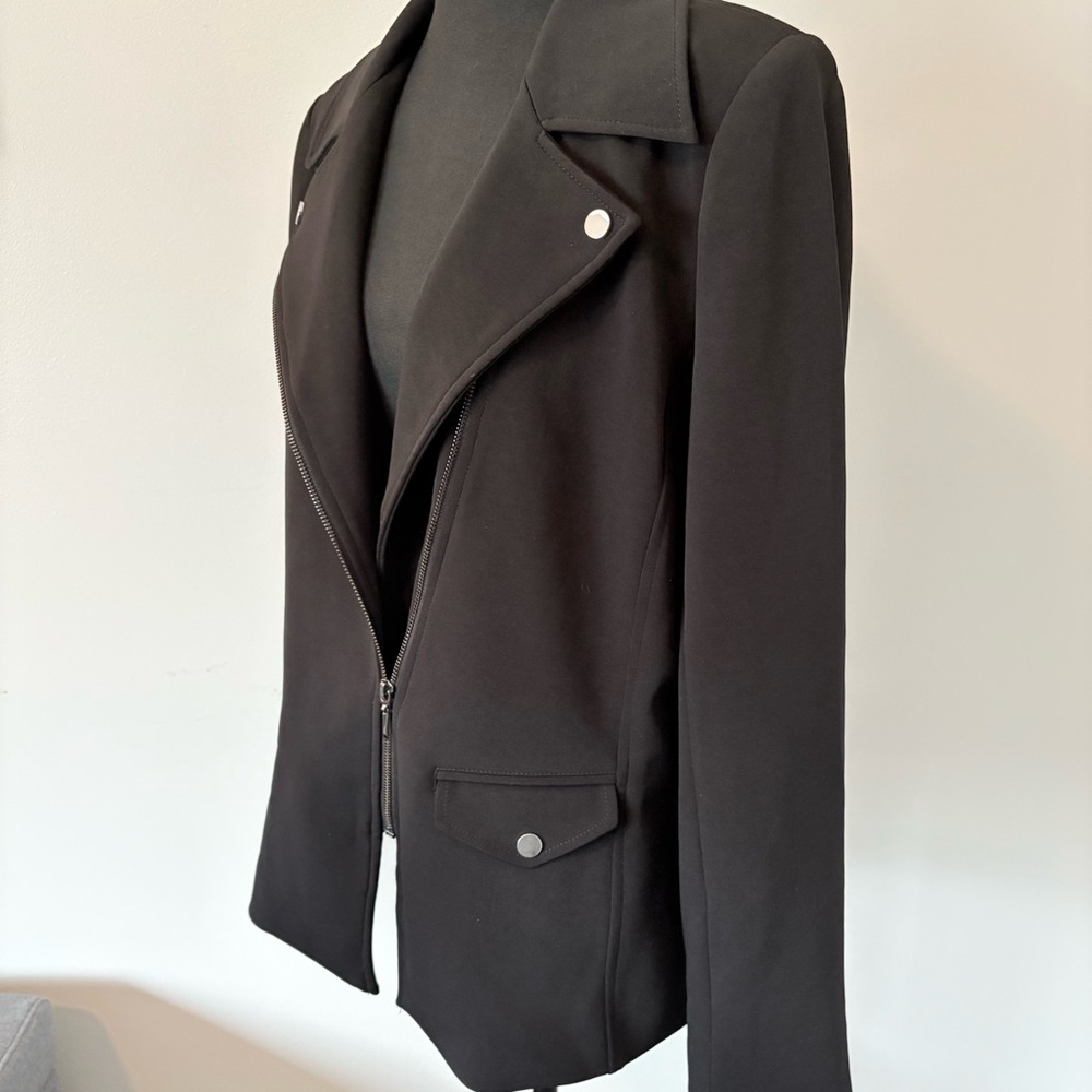 WHBM Black Assymetrical Zipper Blazer Jacket - Office Siren - Picture 6 of 17